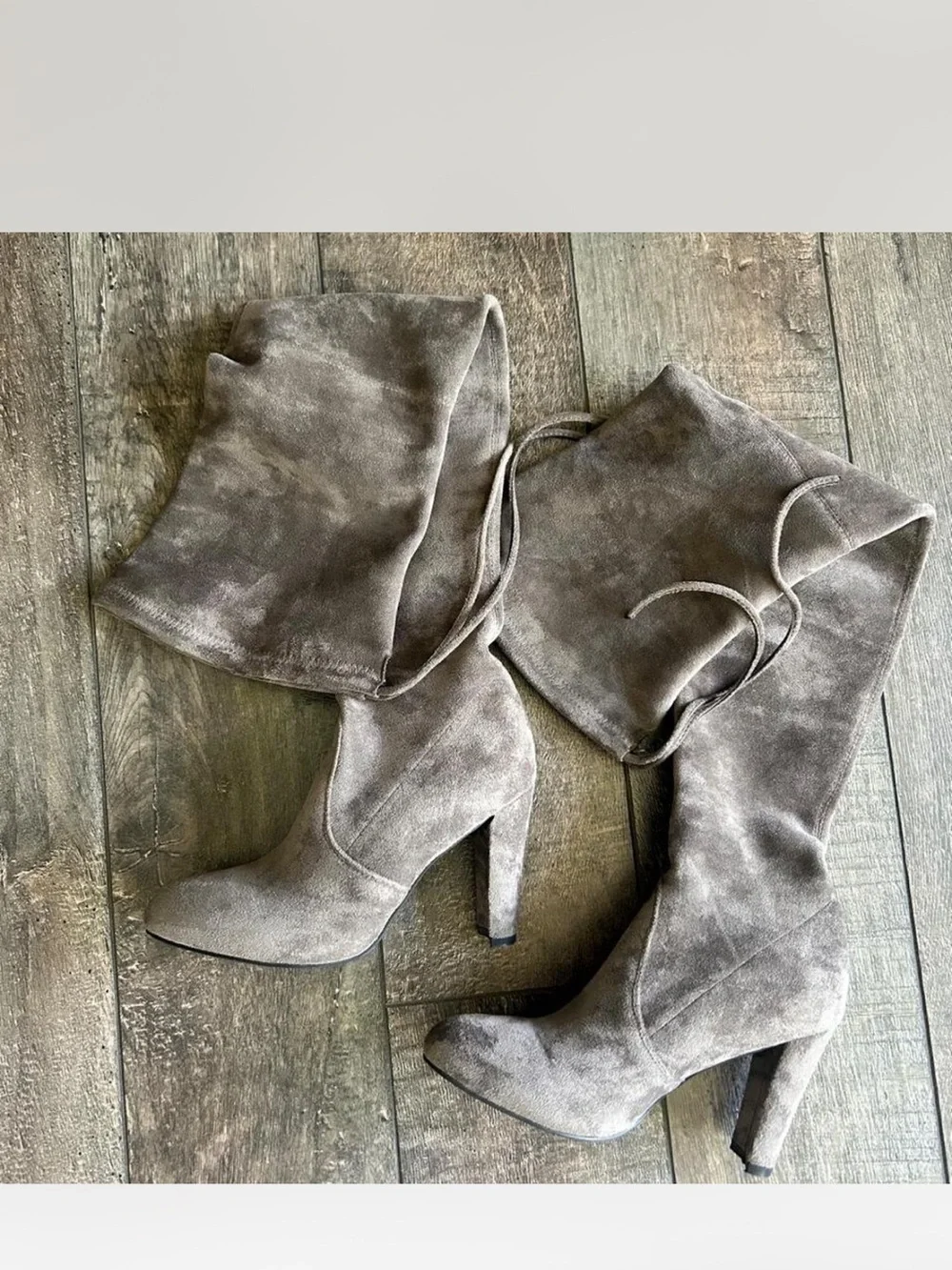 Women's Over-the-Knee Suede High Heel Boots - Gray